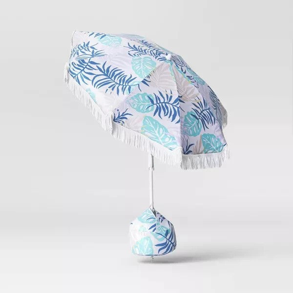 6' Outdoor Patio Beach Umbrella with Fringe - Sun Squad - Bellso